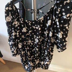 Simply Be square neck blouse in black floral
